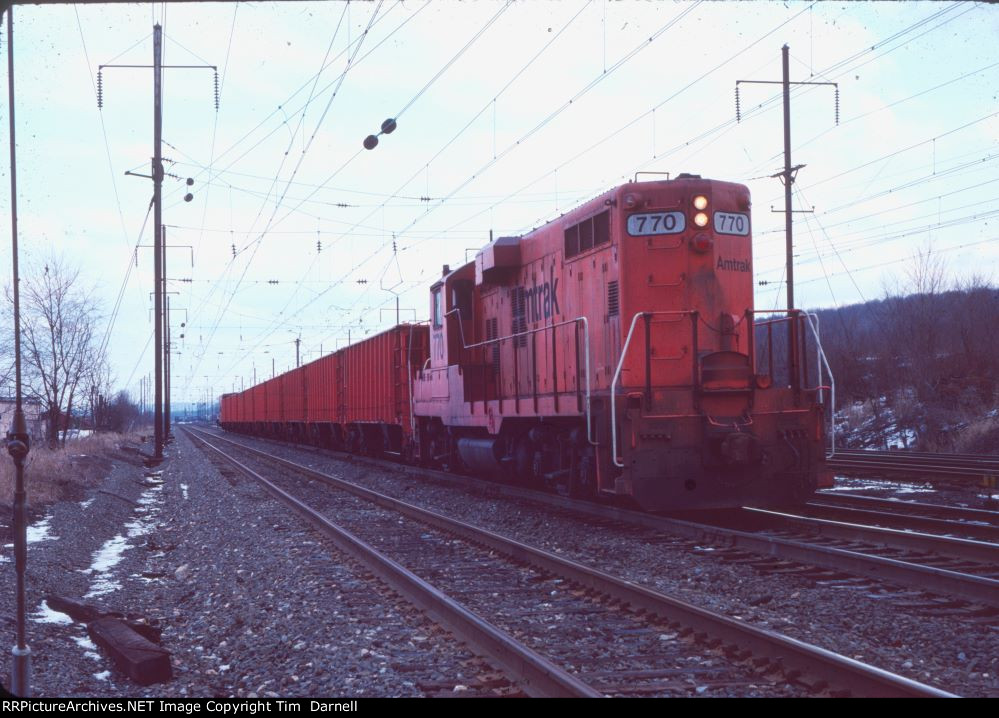 AMTK 770 on a work train.